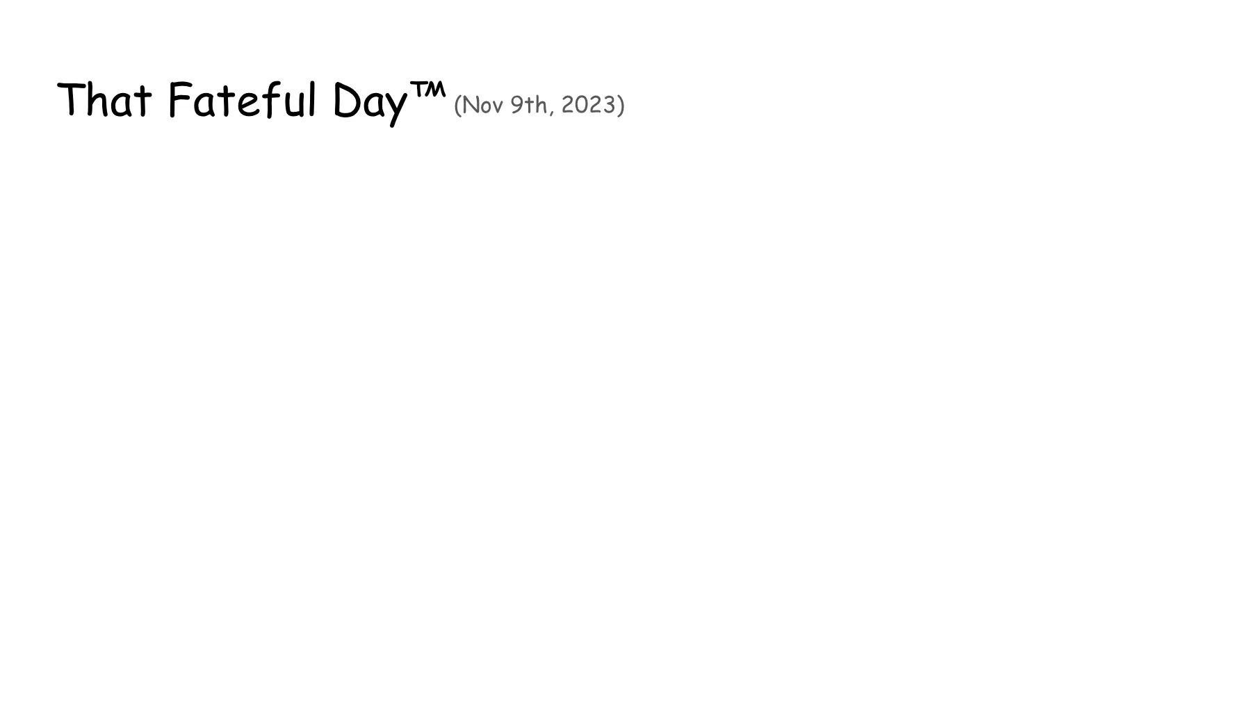 Slide 15. That Fateful Day, TM (trademark symbol). (November 9th, 2023)
